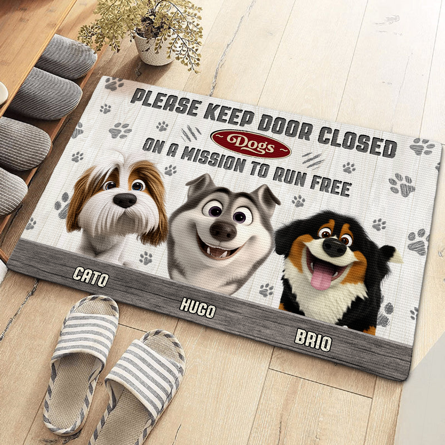 Mother's day Gift Paws on a Mission Personalized Doormat for Dogmom Doormat