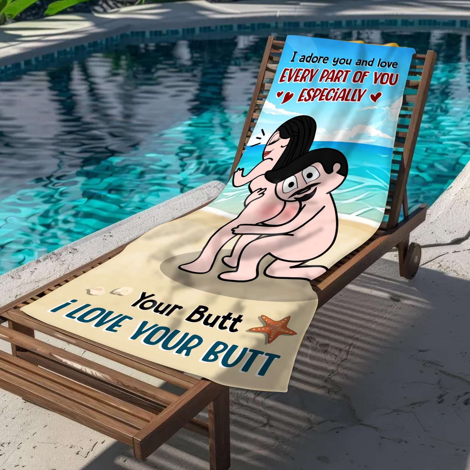 I Adore Every Part of You - Funny Personalized Beach Towel Summer Gifts For Couple