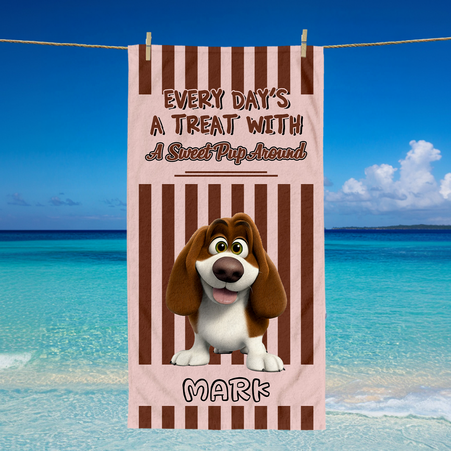 Every Days A Treat With A Sweet Pup Around Personalized Funny Beach Towel Gifts For Dog Lovers