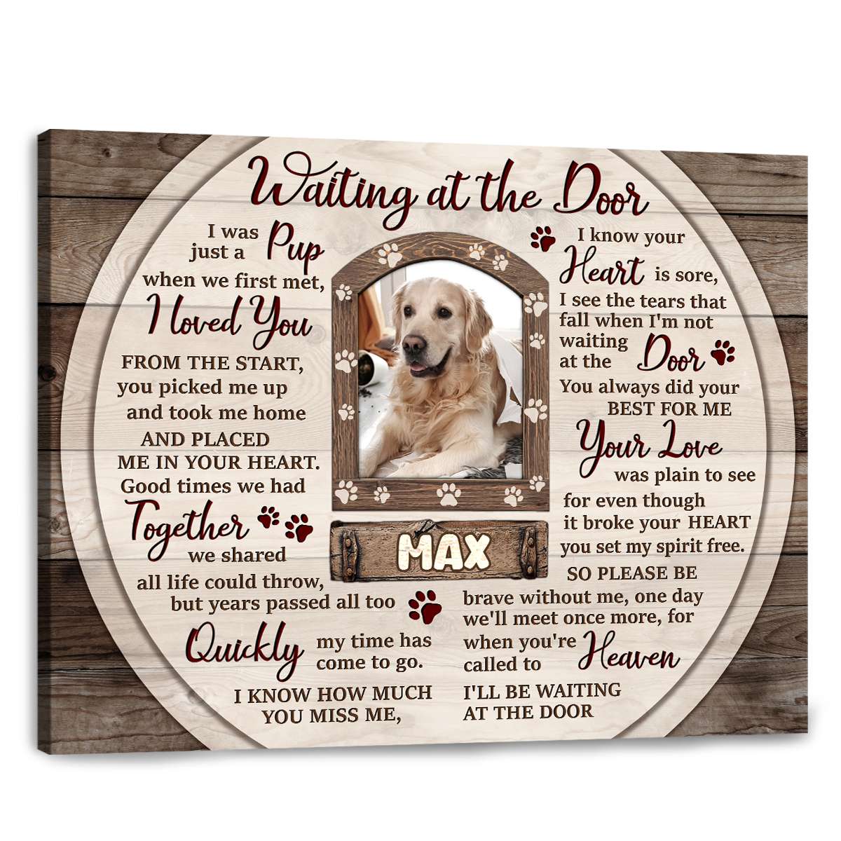 Waiting at the Door - Personalized Dog Memorial Canvas - Custom Pet Remembrance Gift