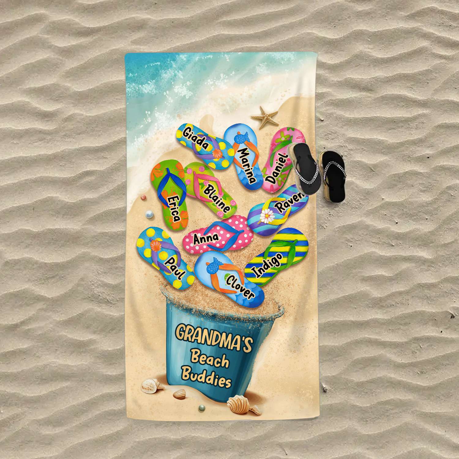 Grandma's Beach Buddies - Personalized Beach Towel Gifts For Grandma