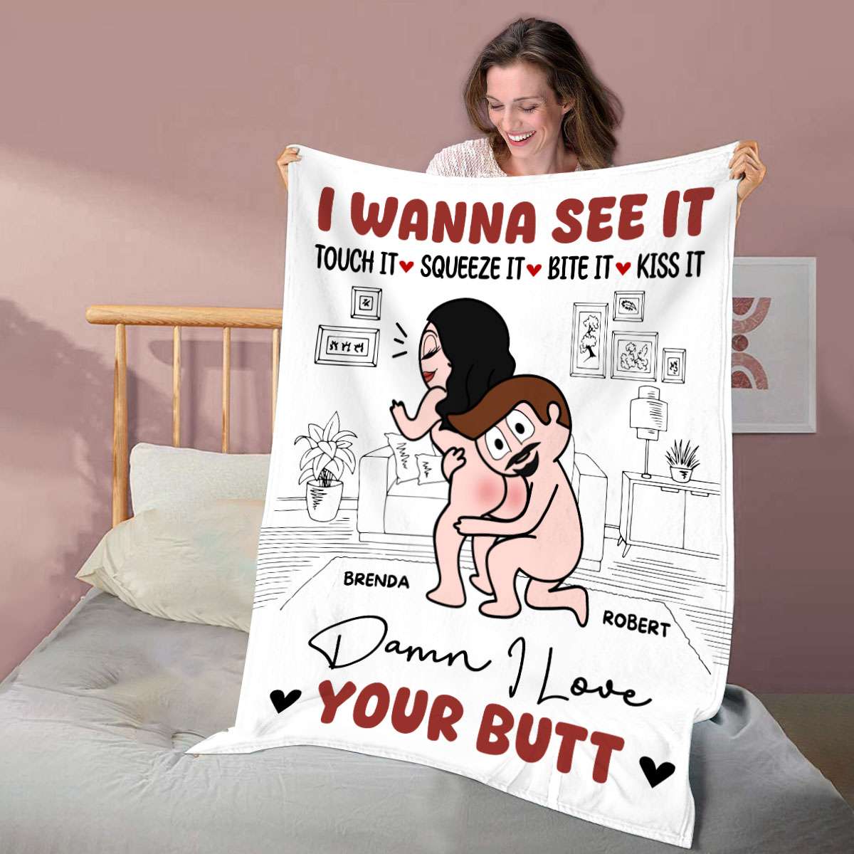 Damn I Love Your Butt - Personalized Funny Fleece Blanket Gifts for Couple