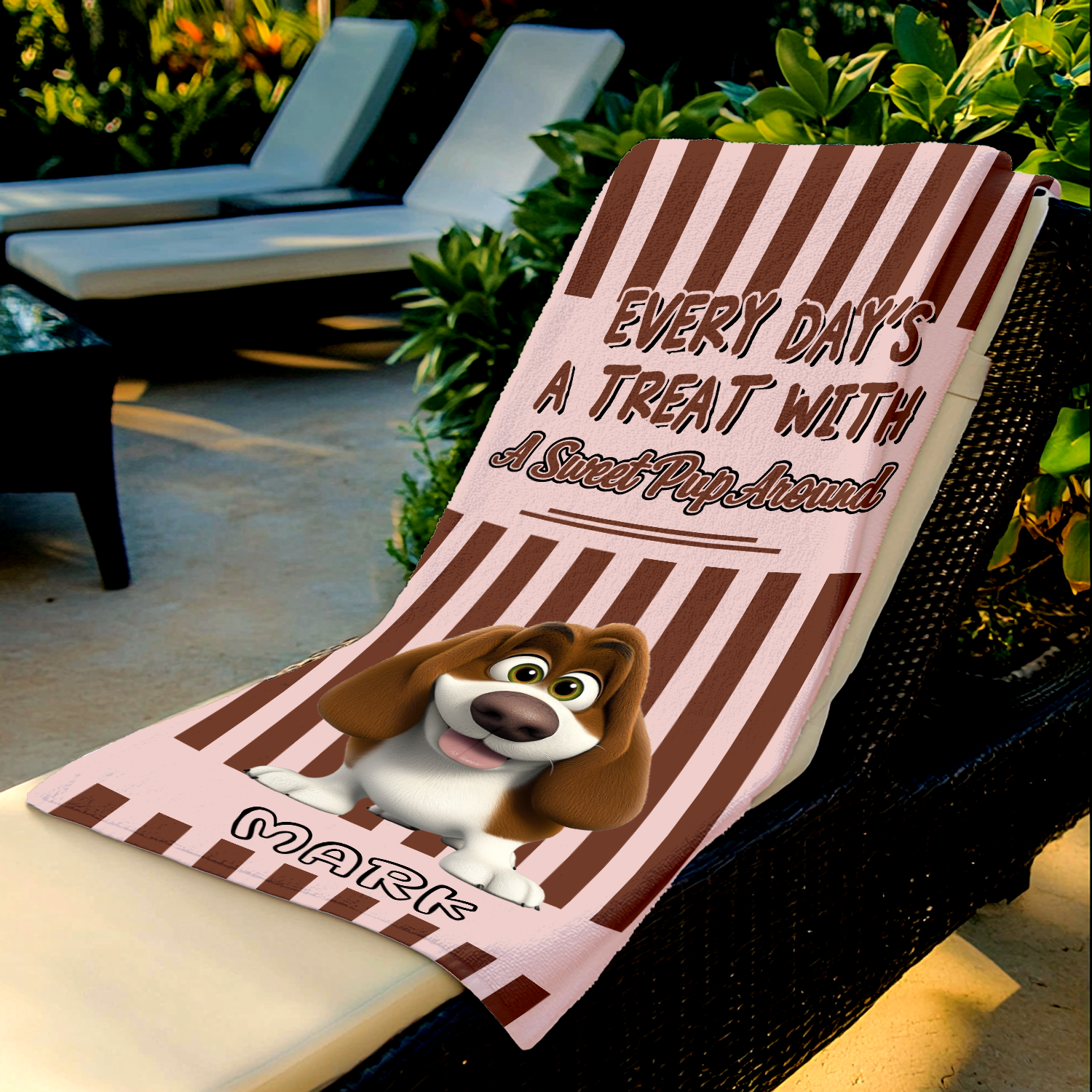 Every Days A Treat With A Sweet Pup Around Personalized Funny Beach Towel Gifts For Dog Lovers