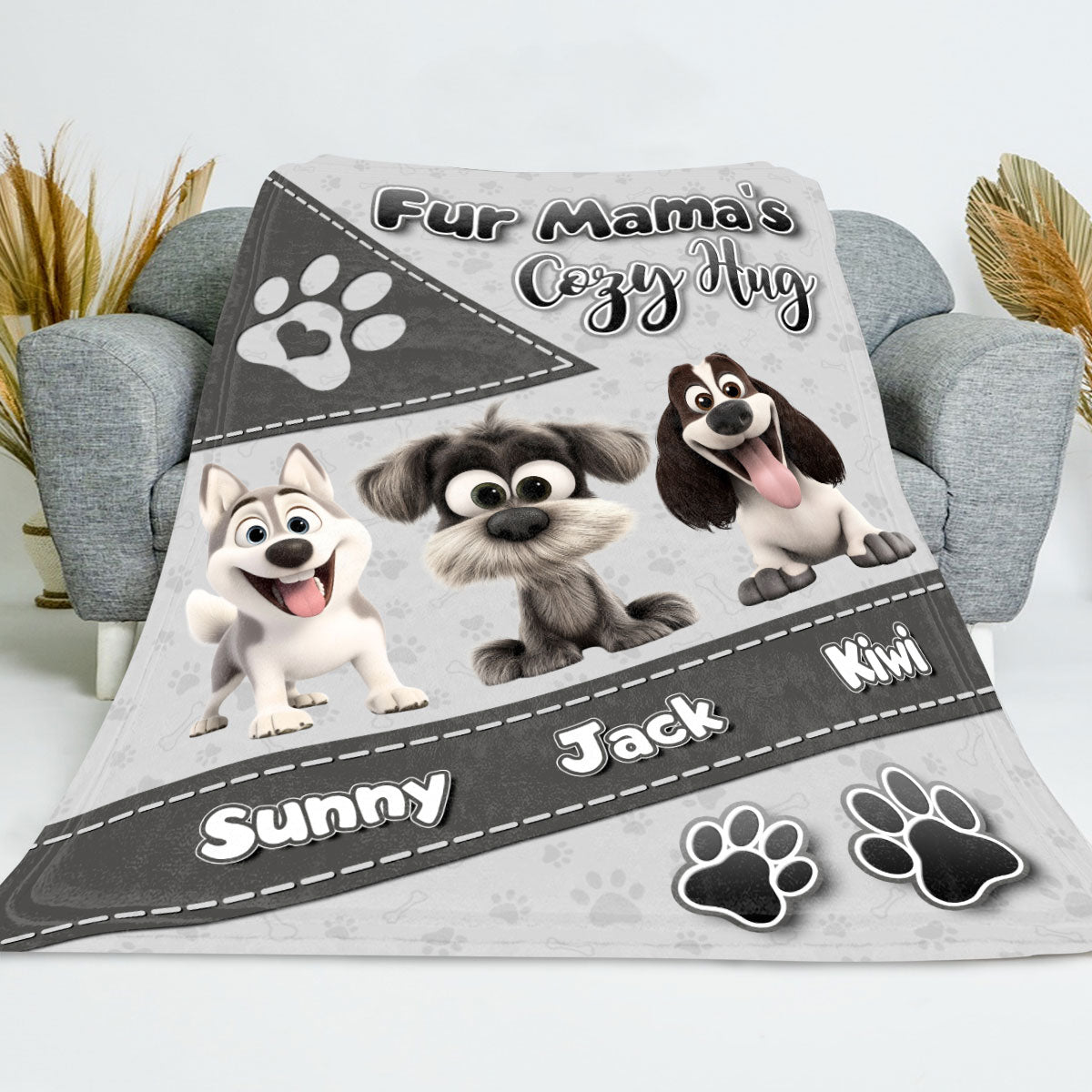 Mother's day Gift Fur Mama’s Cozy Cuddle Personalized Dogmom Blanket