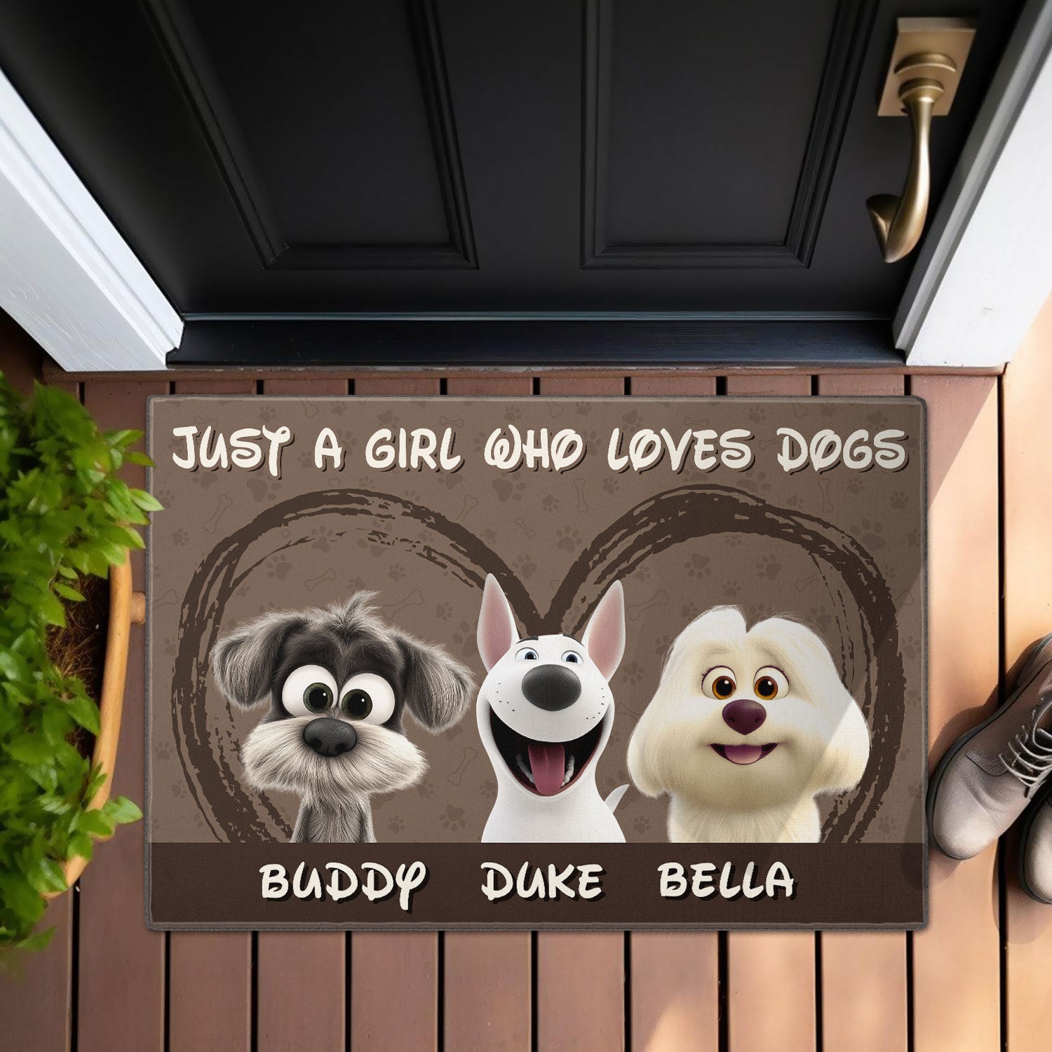 Mother's day Gift Just a Girl Who Loves Dogs Personalized for Dogmom Doormat