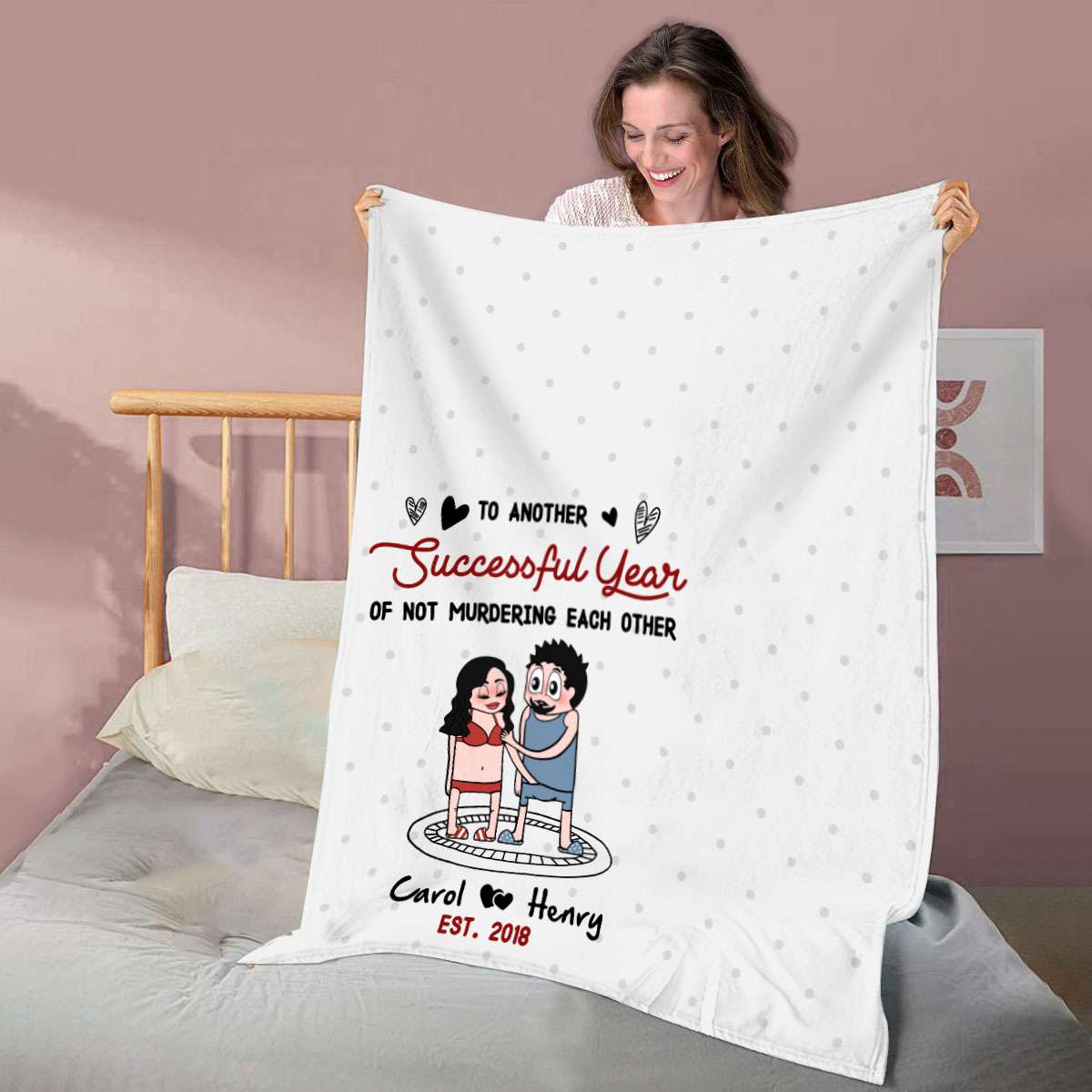 To Another Successful Year Of Not Murdering Each Other - Personalized Couple Fleece Blanket Valentines Day Gifts