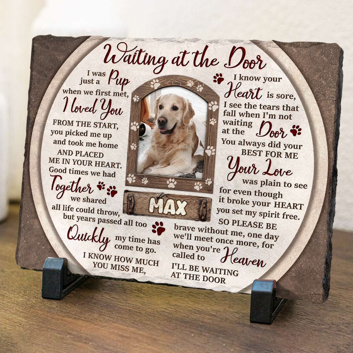 Waiting at the Door - Personalized Pet Memorial Stone For Loss Of Dog