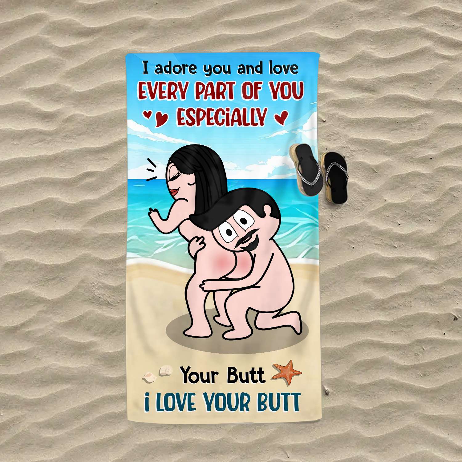 I Adore Every Part of You - Funny Personalized Beach Towel Summer Gifts For Couple