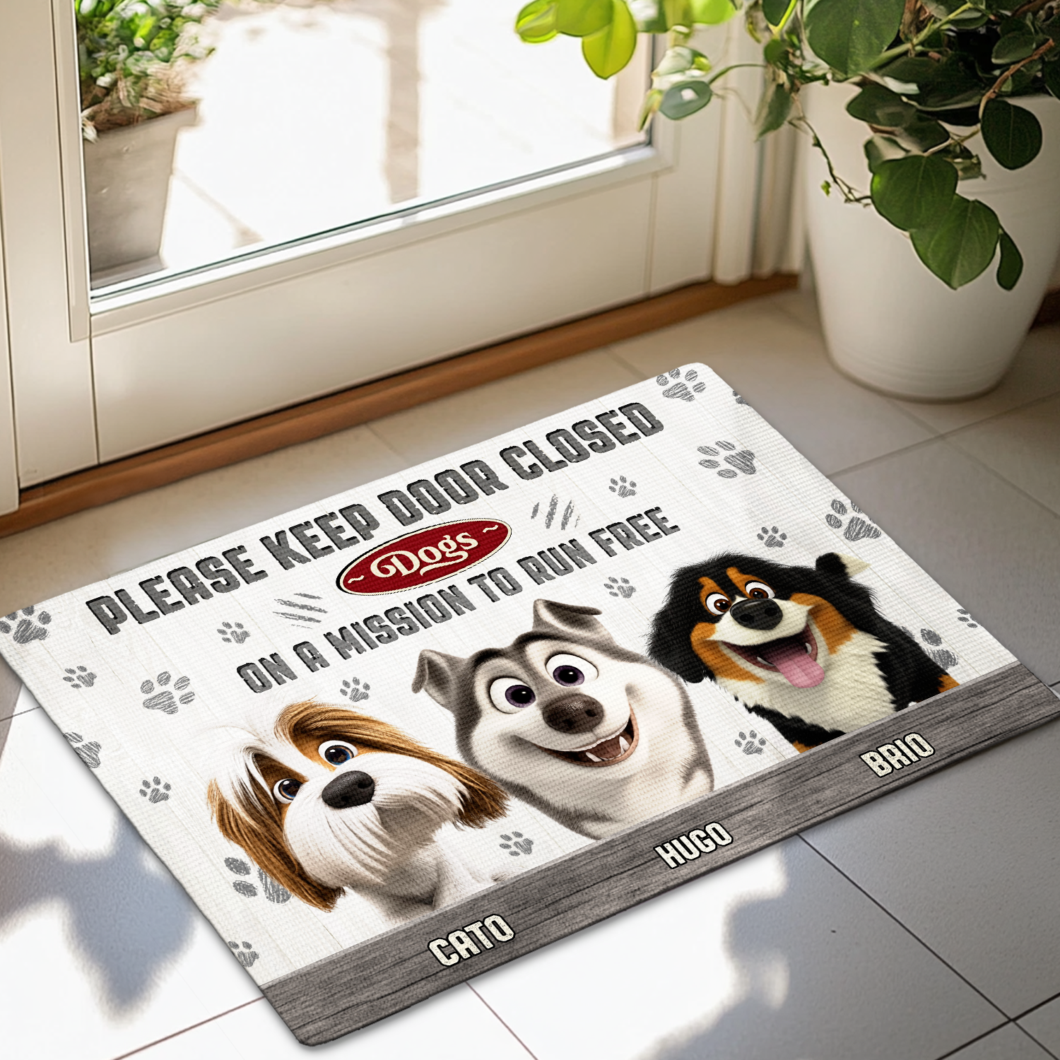 Mother's day Gift Paws on a Mission Personalized Doormat for Dogmom Doormat