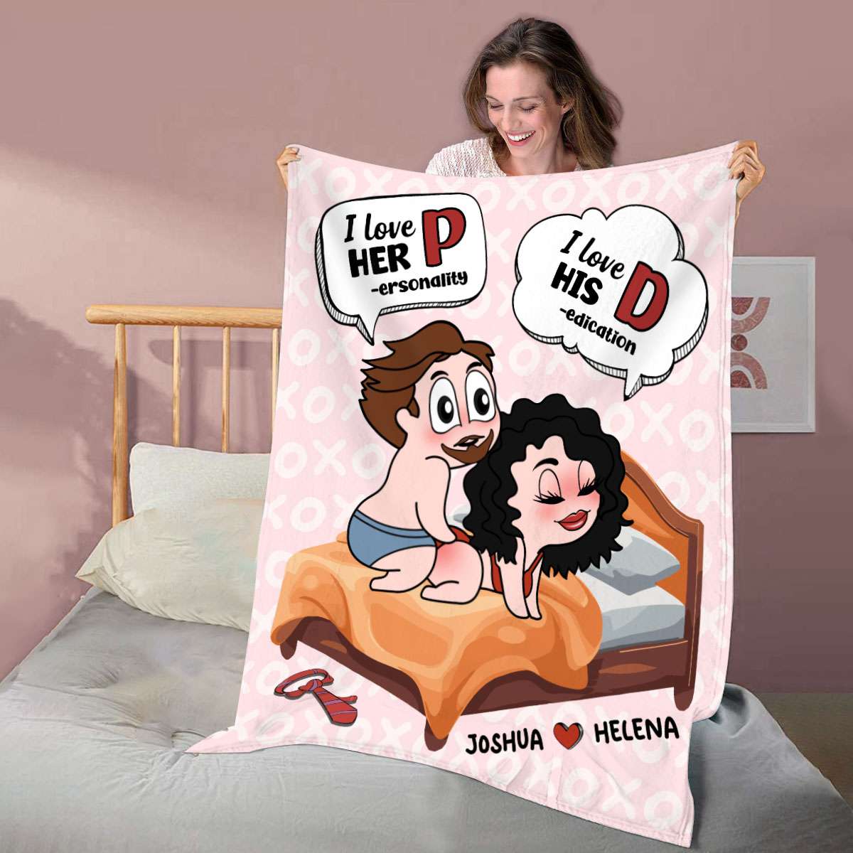 Unique Funny Custom Chibi Personalized Fleece Blanket Gifts For Couple