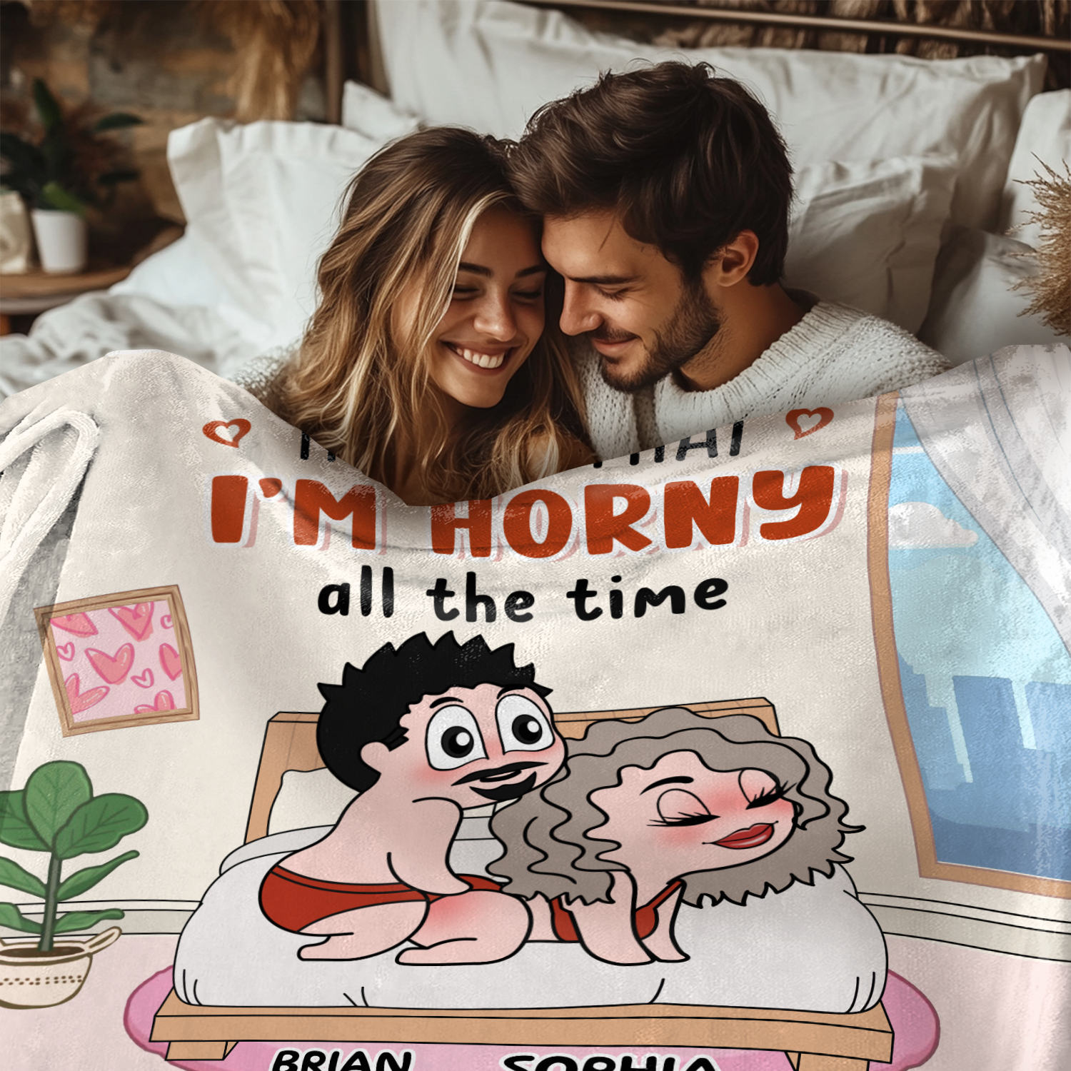 "It's Not That I'm Horny" Blanket -  Personalized Funny Sexy Fleece Blanket Gifts For Couple Anniversary Gift