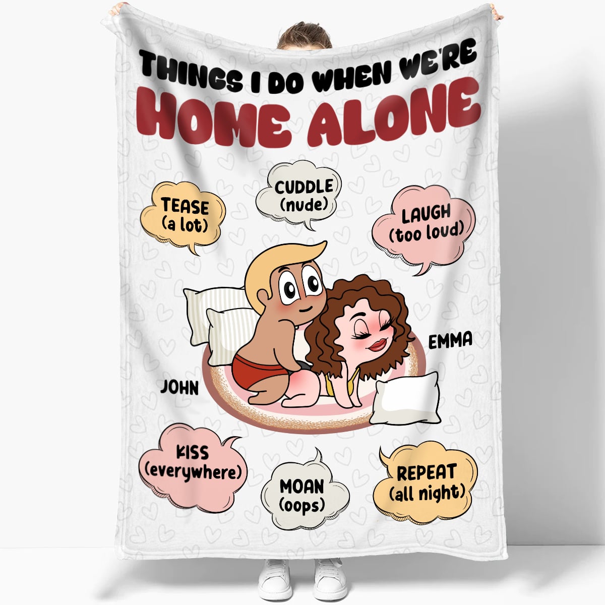 Things I Do When We're Home Alone -  Personalized Funny Sexy Fleece Blanket Gifts For Couple