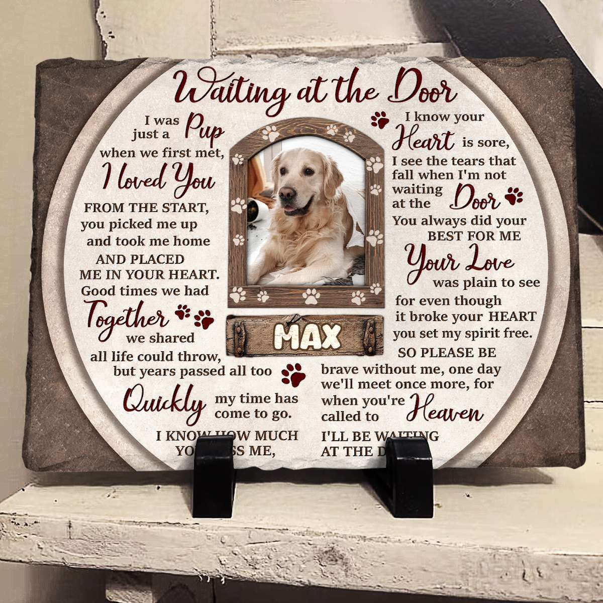Waiting at the Door - Personalized Pet Memorial Stone For Loss Of Dog