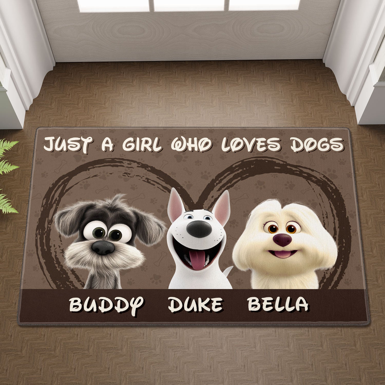 Mother's day Gift Just a Girl Who Loves Dogs Personalized for Dogmom Doormat