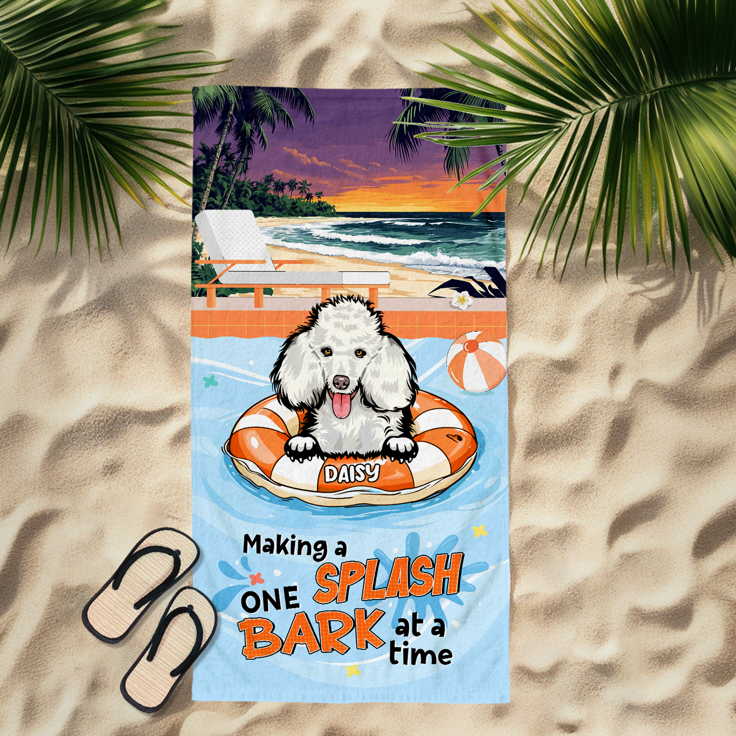 Making A Splash One Bark At A Time Personalized Funny Beach Towel Gifts For Dog Lovers