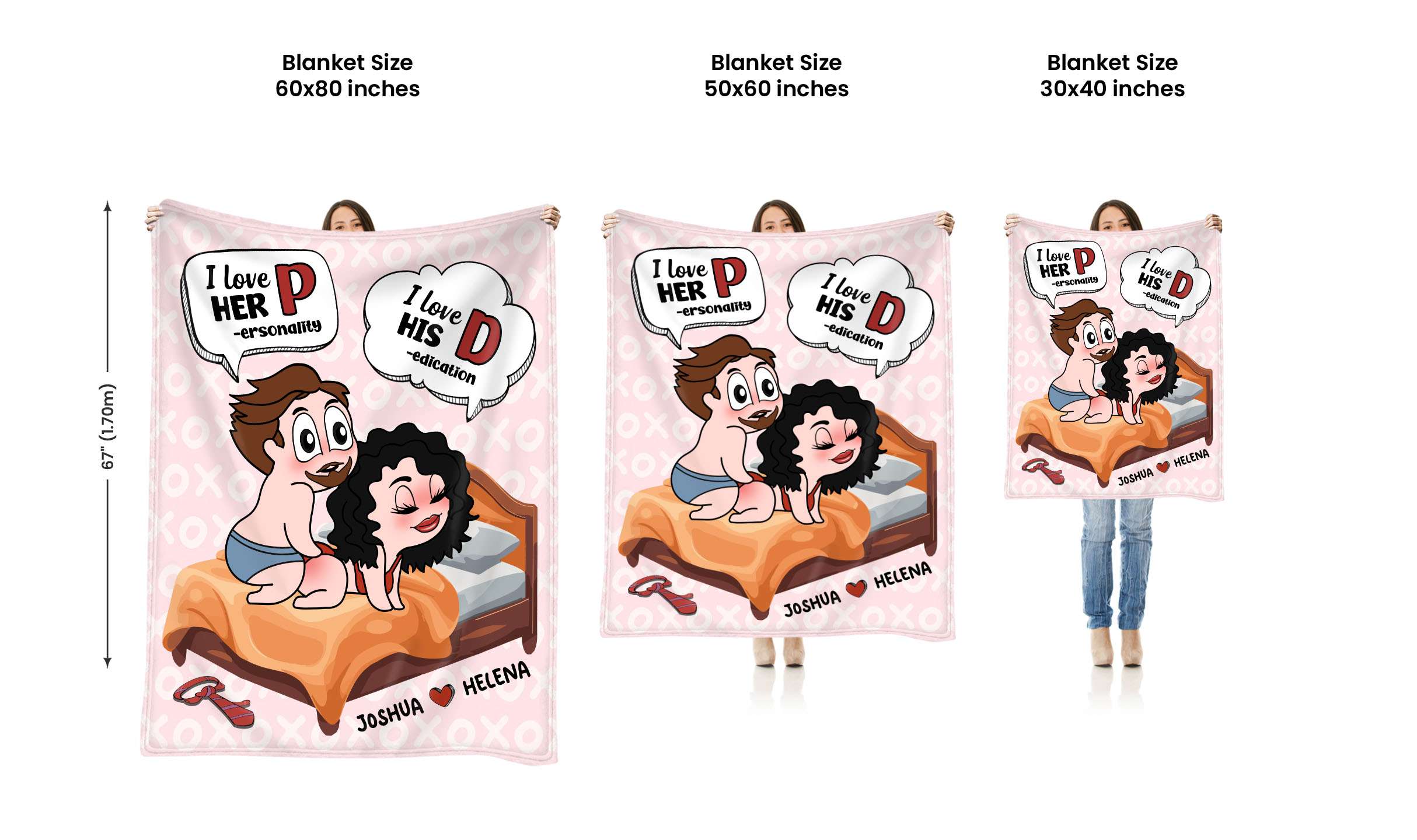 Unique Funny Custom Chibi Personalized Fleece Blanket Gifts For Couple