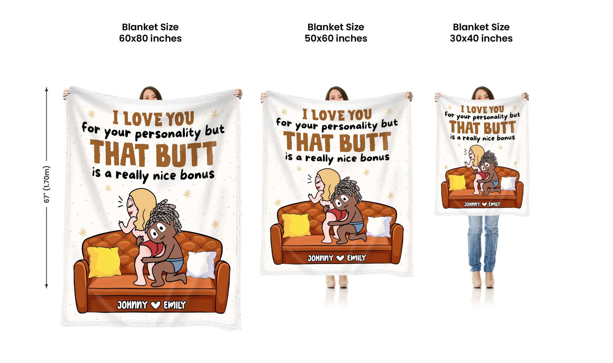 I Love You For Your Personality - Funny Personalized Couple Fleece Blanket