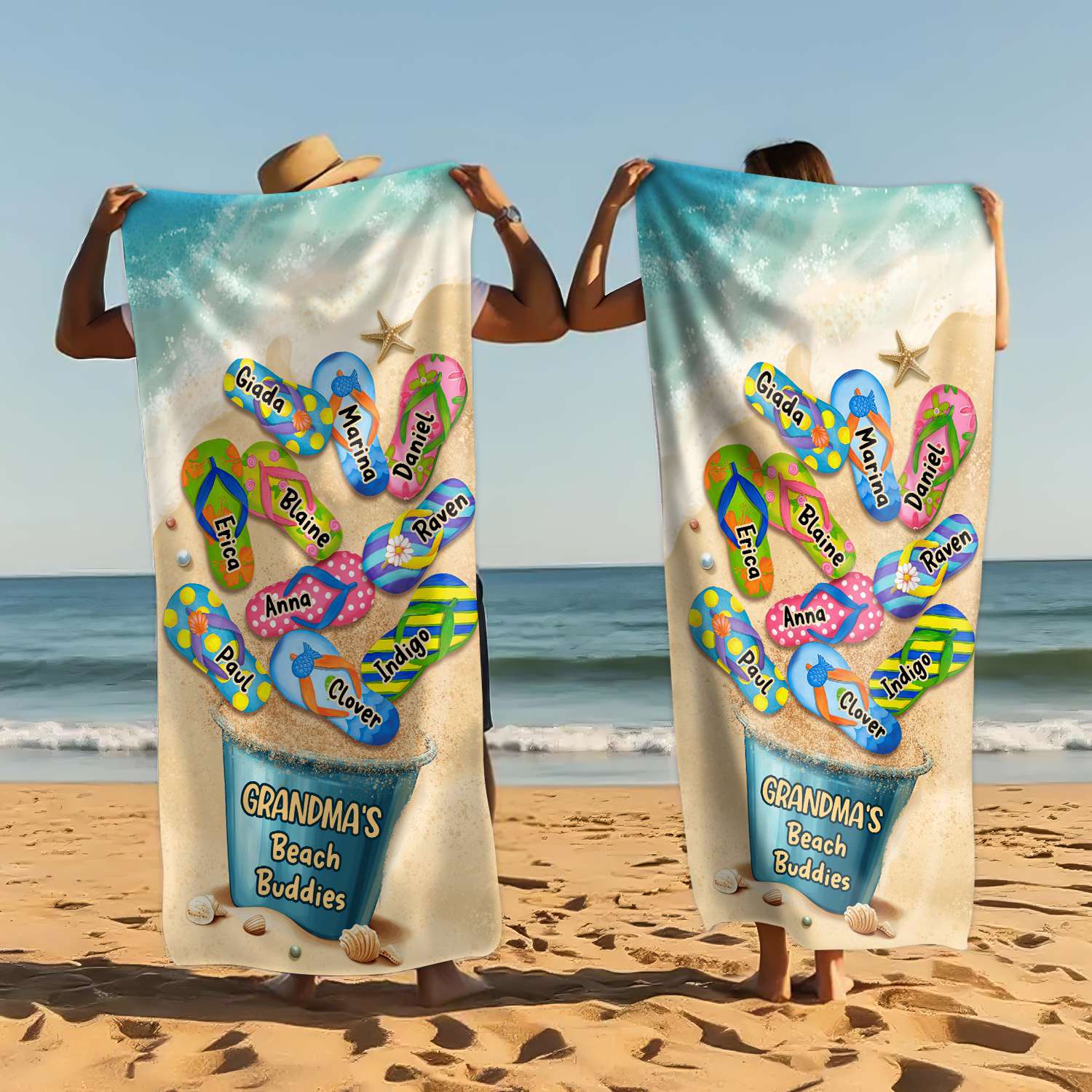 Grandma's Beach Buddies - Personalized Beach Towel Gifts For Grandma