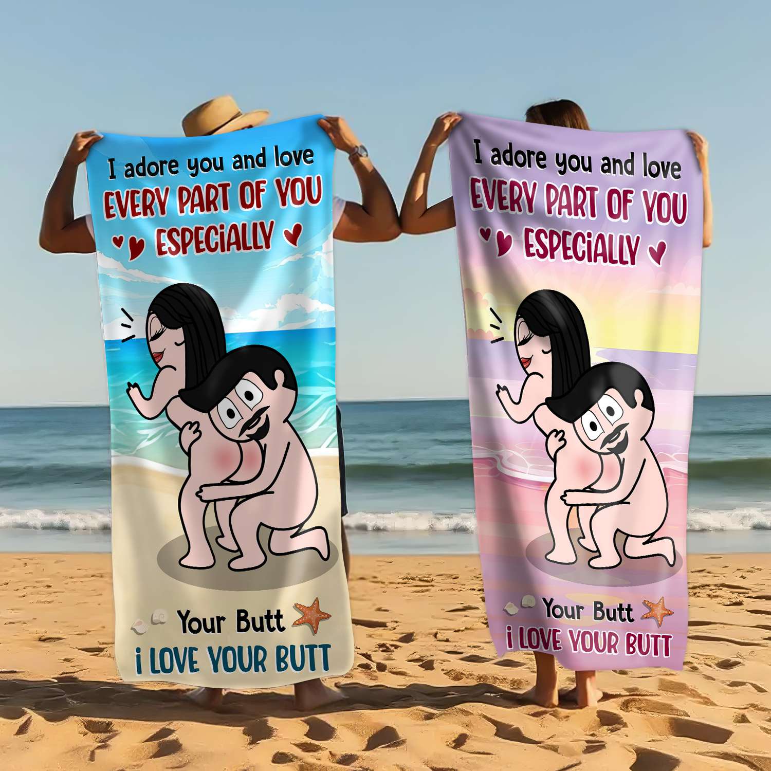 I Adore Every Part of You - Funny Personalized Beach Towel Summer Gifts For Couple