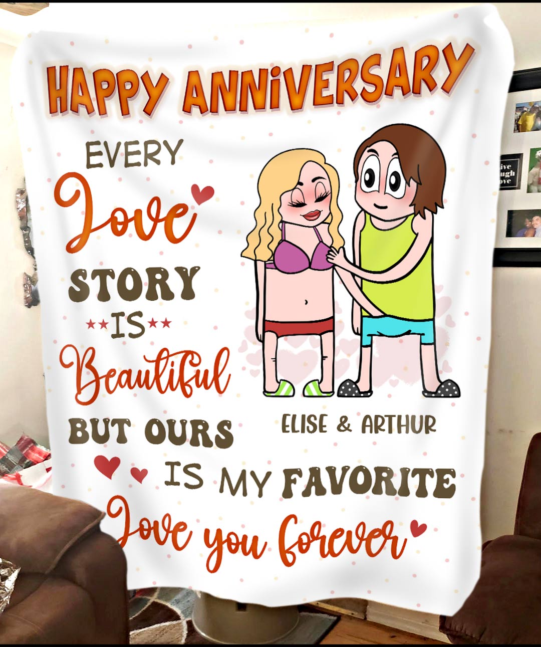 Every Love Story Is Beautiful - Personalized Funny Sexy Anniversary Gift for Couples Fleece Blanket
