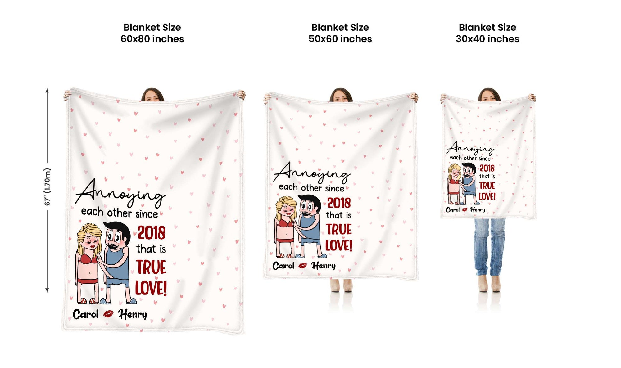 Annoying Each Other - Personalized Couple Fleece Blanket Custom Funny Chibi