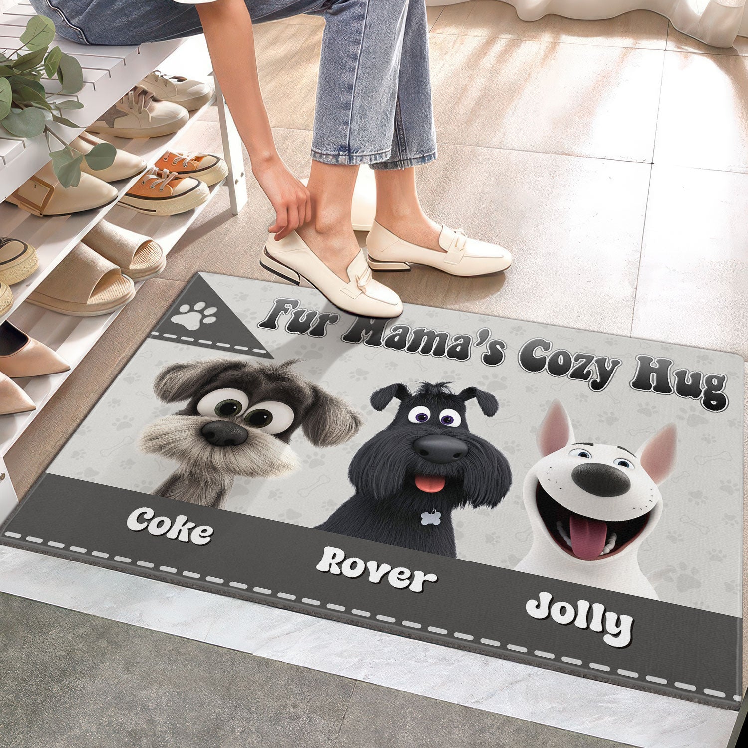 Mother's day Gift Fur Mama’s Cozy Hug Personalized for Dogmom Doormat
