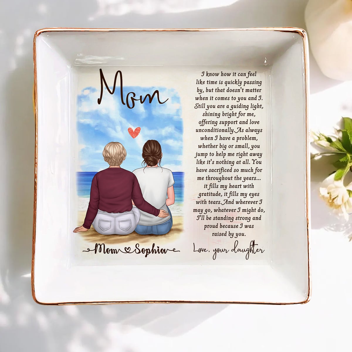 Personalized Mom Jewelry Dish - A Heartfelt Custom Keepsake Gift for Mother&#39;s Day From Daughter