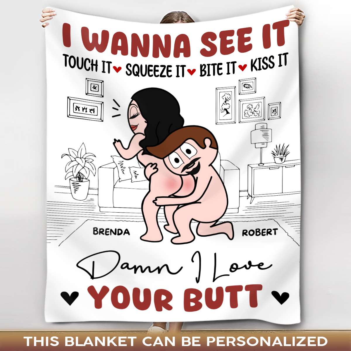 Damn I Love Your Butt - Personalized Funny Fleece Blanket Gifts for Couple
