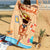 Tis The Season To Be Tanned - Personalized Beach Towel with Custom Summer Girl