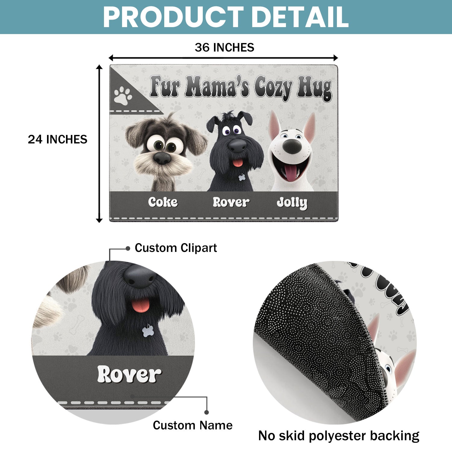 Mother's day Gift Fur Mama’s Cozy Hug Personalized for Dogmom Doormat