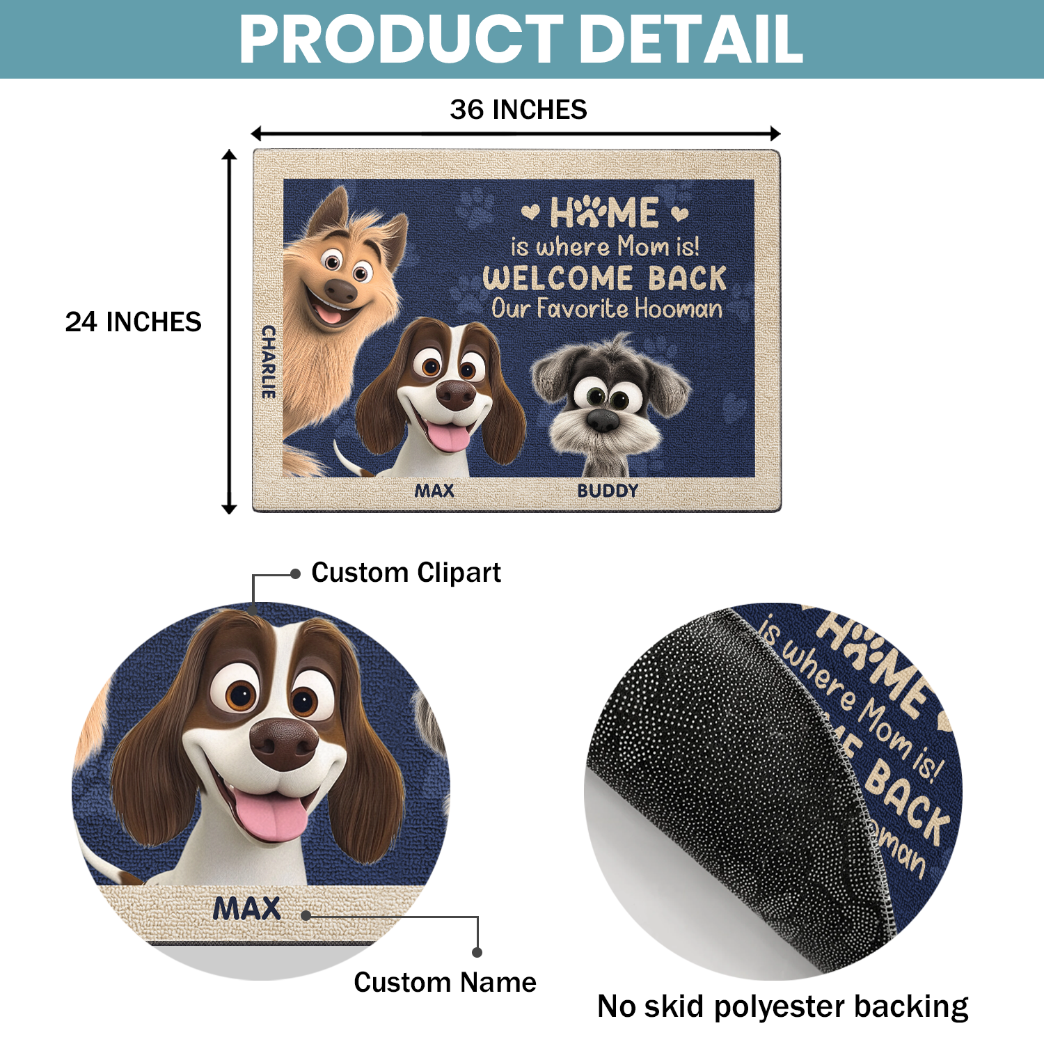 Mother's day Gift Welcome Back Hooman Personalized for Dogmom Doormat