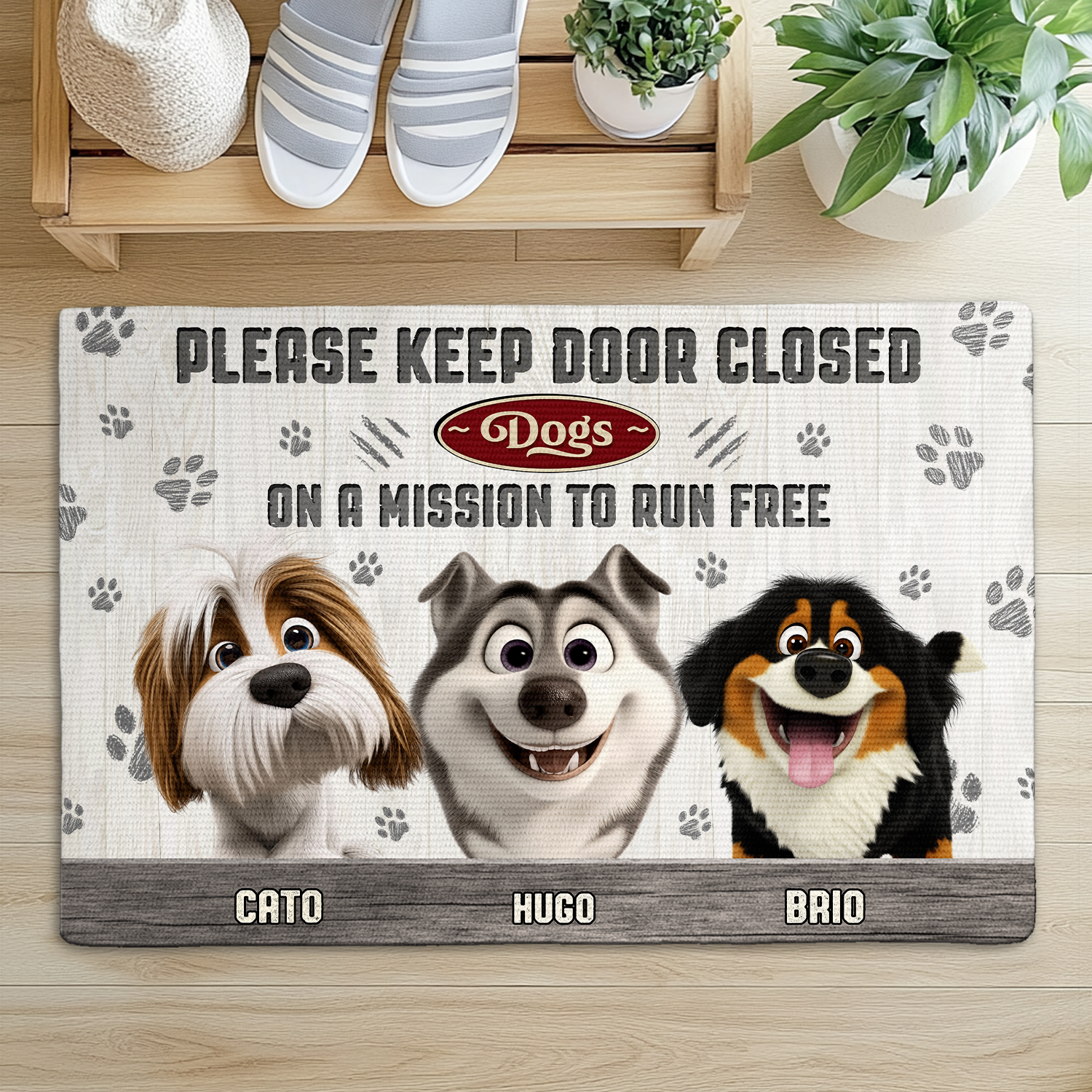 Mother's day Gift Paws on a Mission Personalized Doormat for Dogmom Doormat