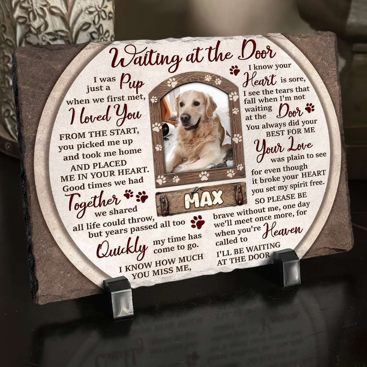 Waiting at the Door - Personalized Pet Memorial Stone For Loss Of Dog