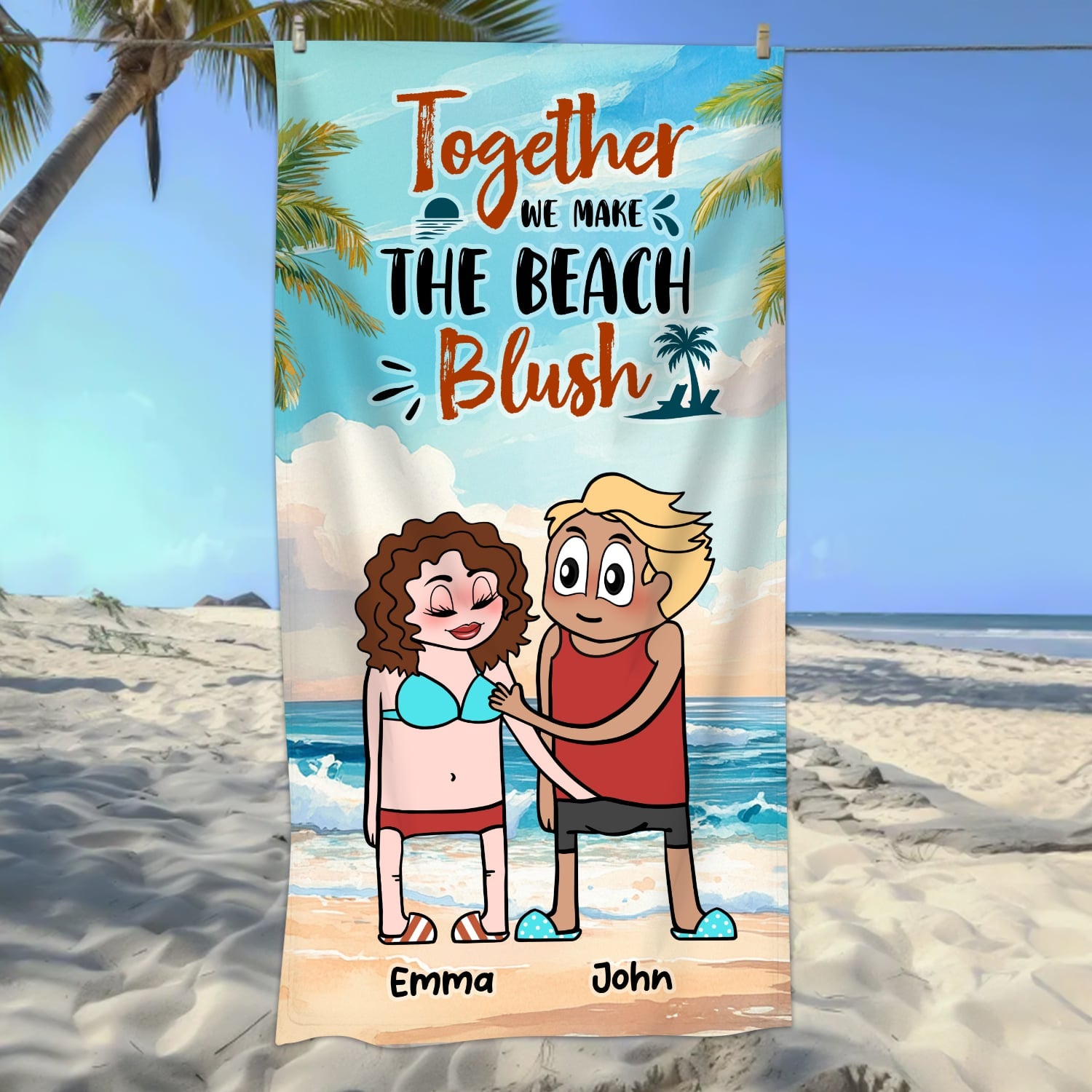 Together We Make The Beach Blush - Personalized Funny Sexy Gift for Couple Beach Towel