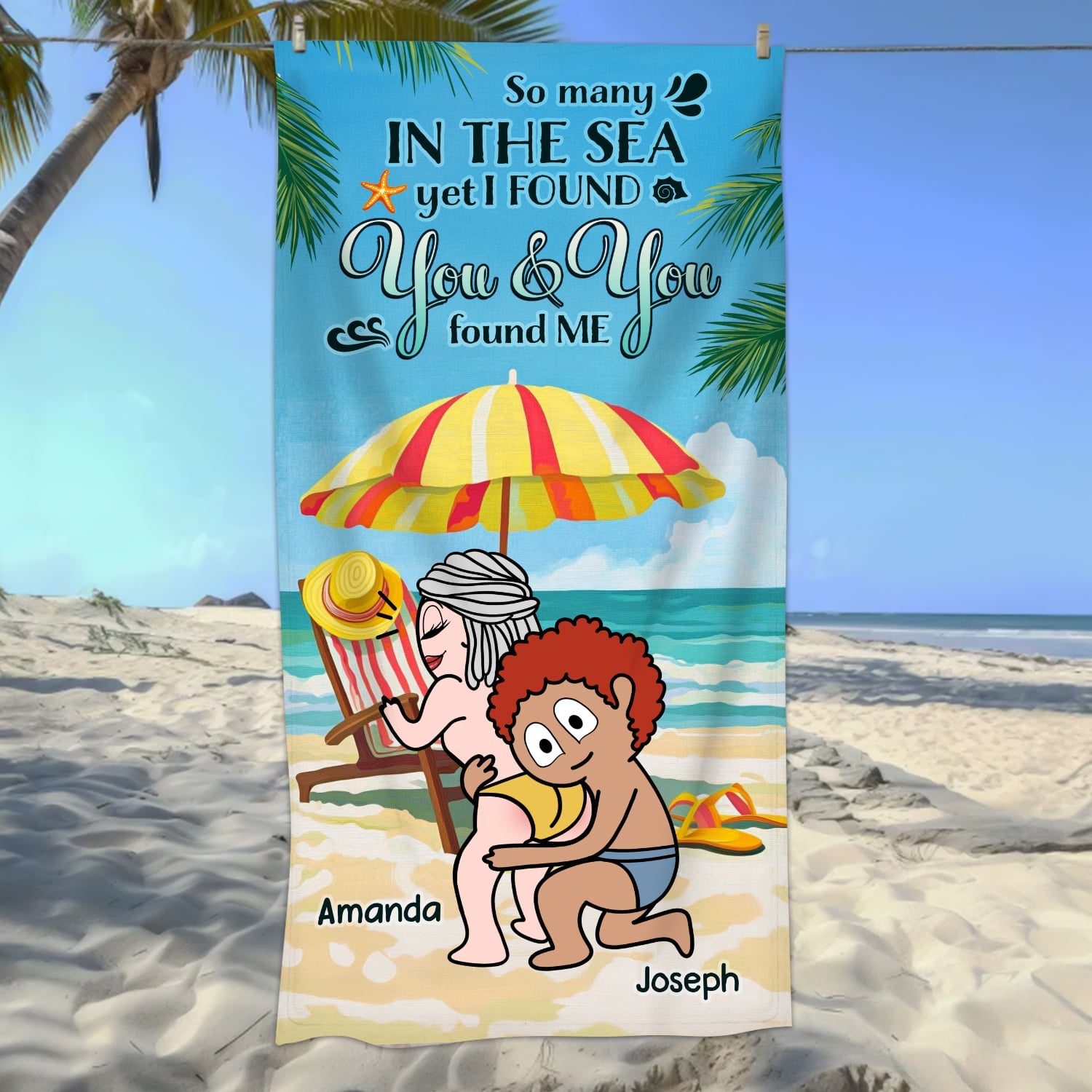 So Many In The Sea - Personalized Cute and Funny Summer Beach Towel Gift for Couple