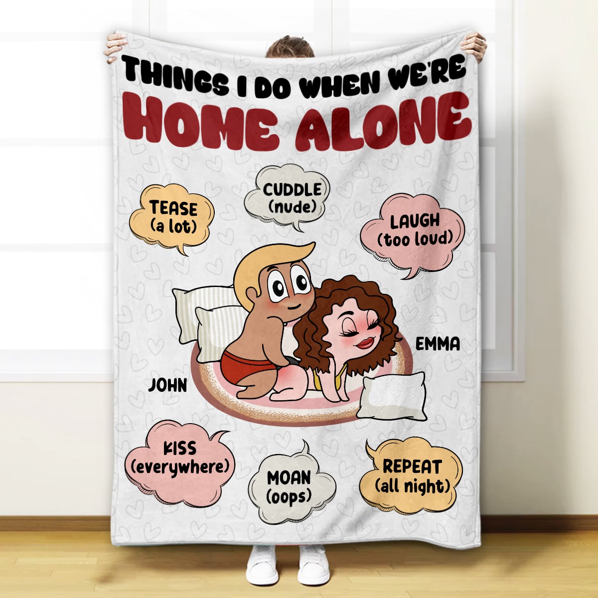 Things I Do When We're Home Alone -  Personalized Funny Sexy Fleece Blanket Gifts For Couple