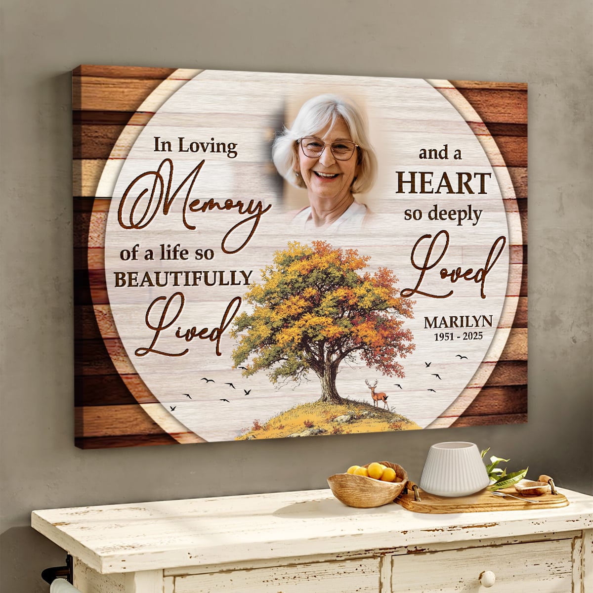 In Loving Memory Of A Life -  Personalized Canvas Custom Photo And Name Memorial Gift for Loss of Loved One