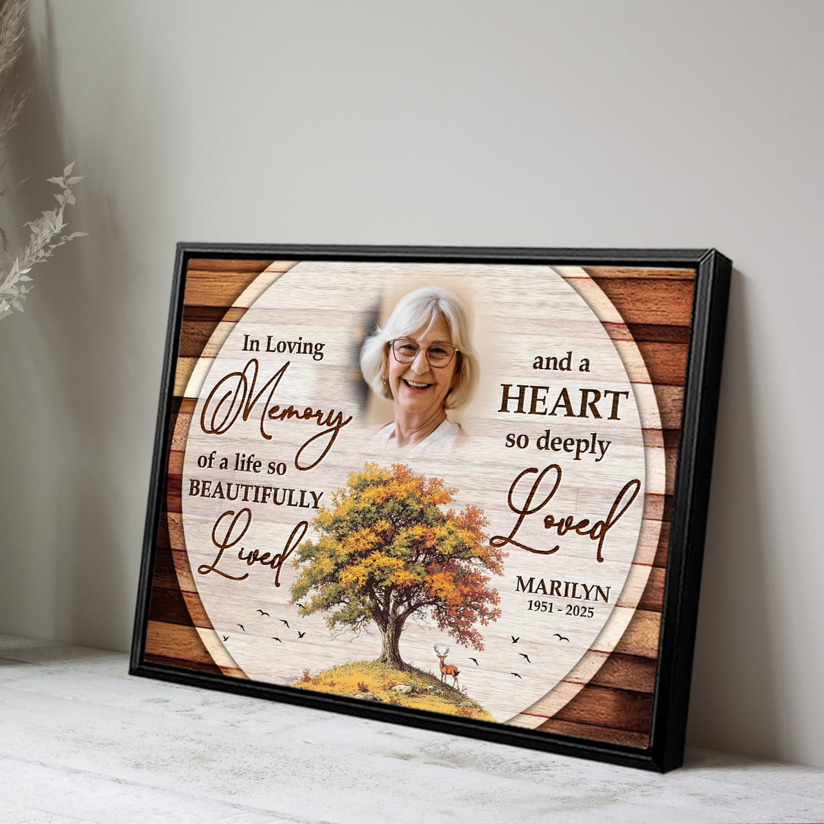 In Loving Memory Of A Life -  Personalized Canvas Custom Photo And Name Memorial Gift for Loss of Loved One