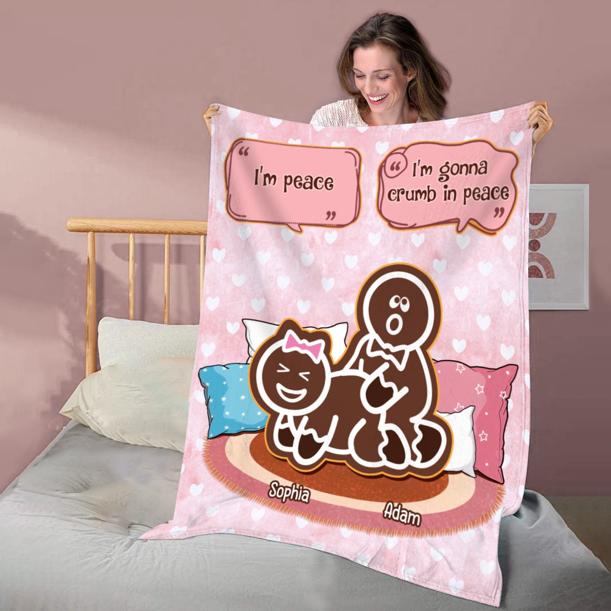 I’m Gonna Crumb in Peace - Naughty Personalized Gingerbread Sexy Gift for Couples Fleece Blanket