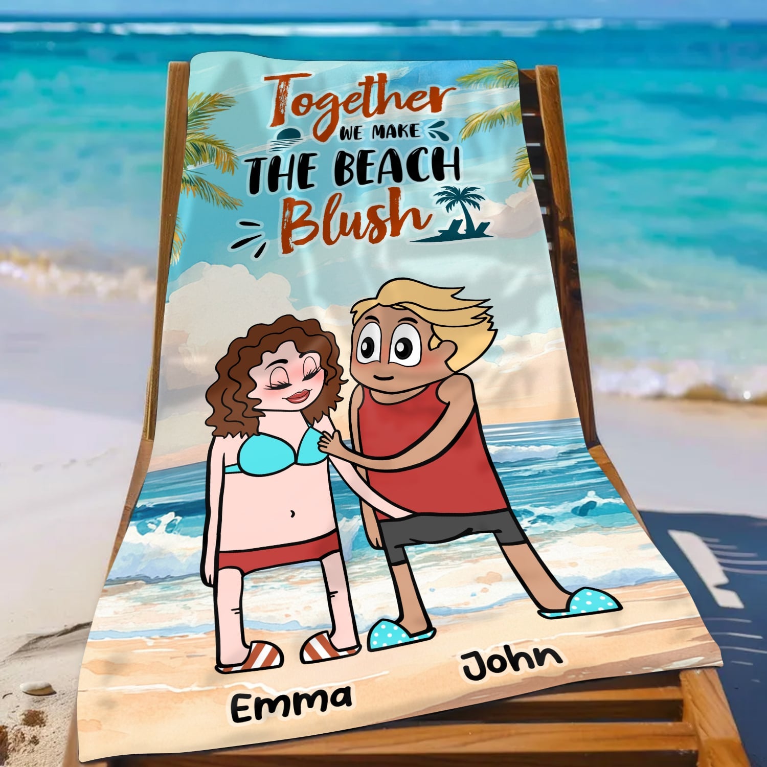 Together We Make The Beach Blush - Personalized Funny Sexy Gift for Couple Beach Towel
