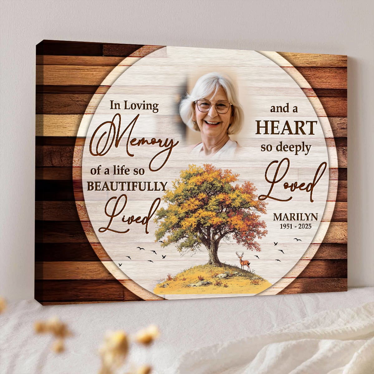 In Loving Memory Of A Life -  Personalized Canvas Custom Photo And Name Memorial Gift for Loss of Loved One