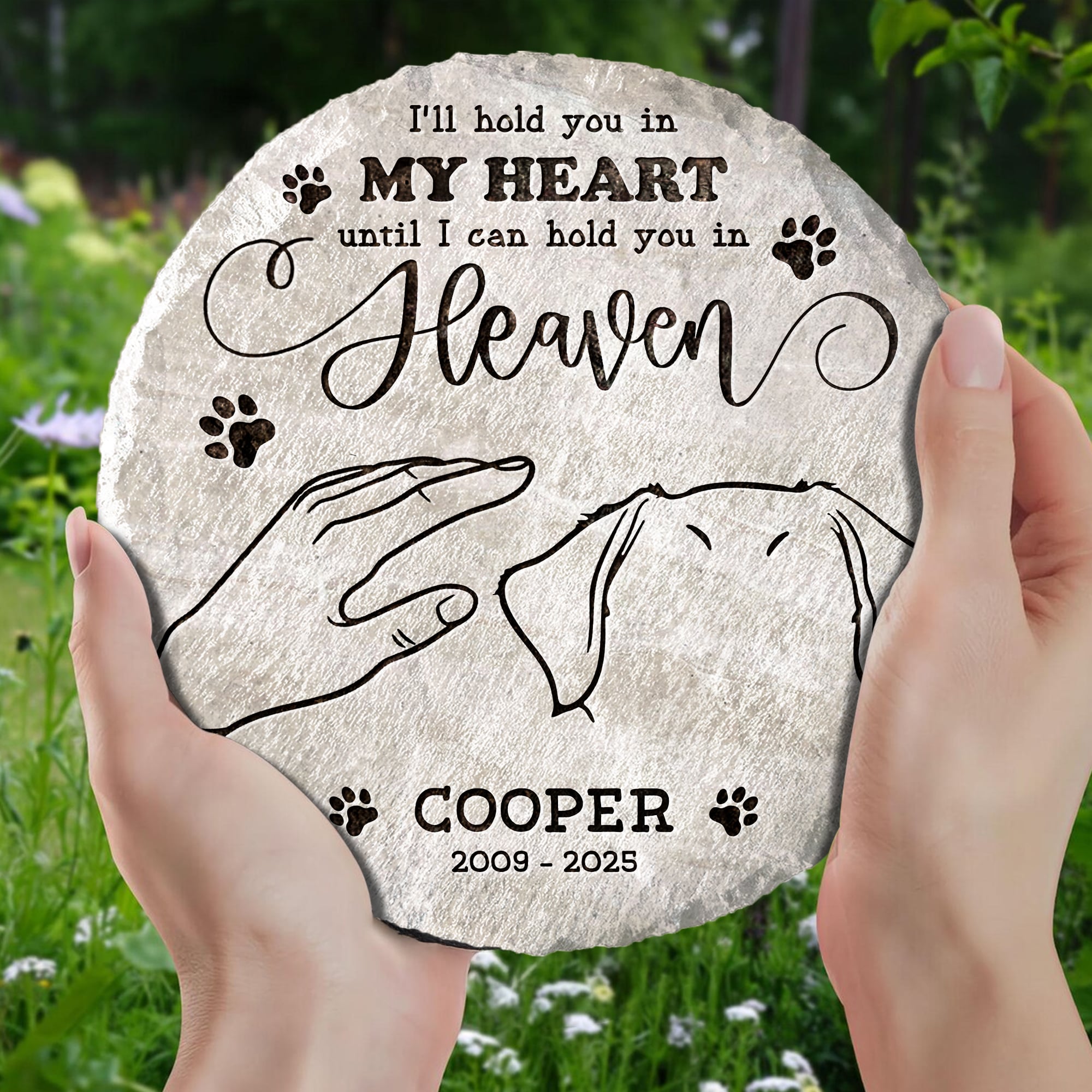 I’ll Hold You in My Heart - Personalized Pet Memorial Stone Gift for Dog Loss With Custom Dog Breeds