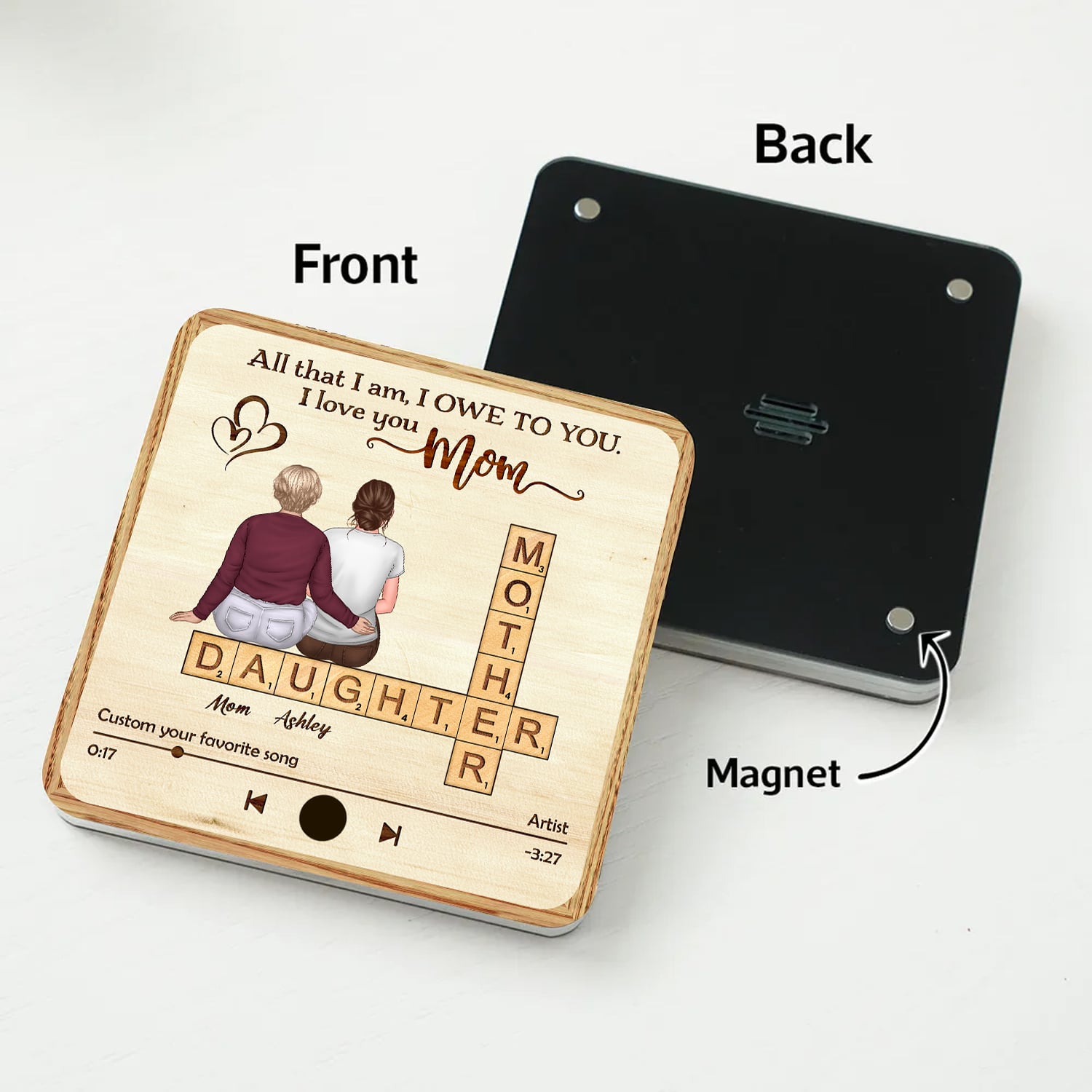 Personalized Mother And Daughter Music Fridge Magnet – Gift for Mom Custom Favorite Song Title