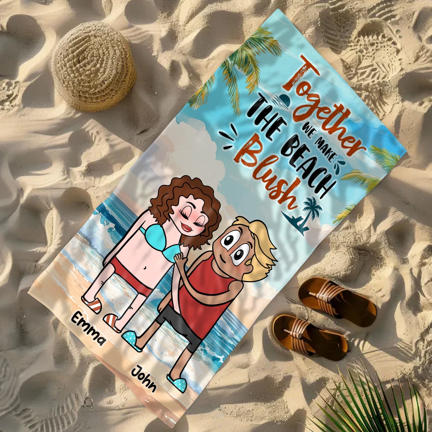 Together We Make The Beach Blush - Personalized Funny Sexy Gift for Couple Beach Towel