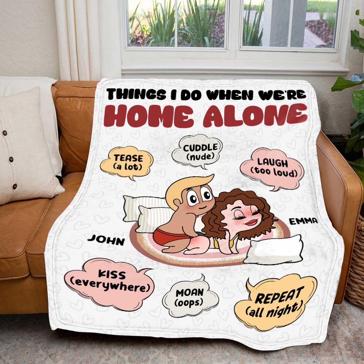 Things I Do When We're Home Alone -  Personalized Funny Sexy Fleece Blanket Gifts For Couple