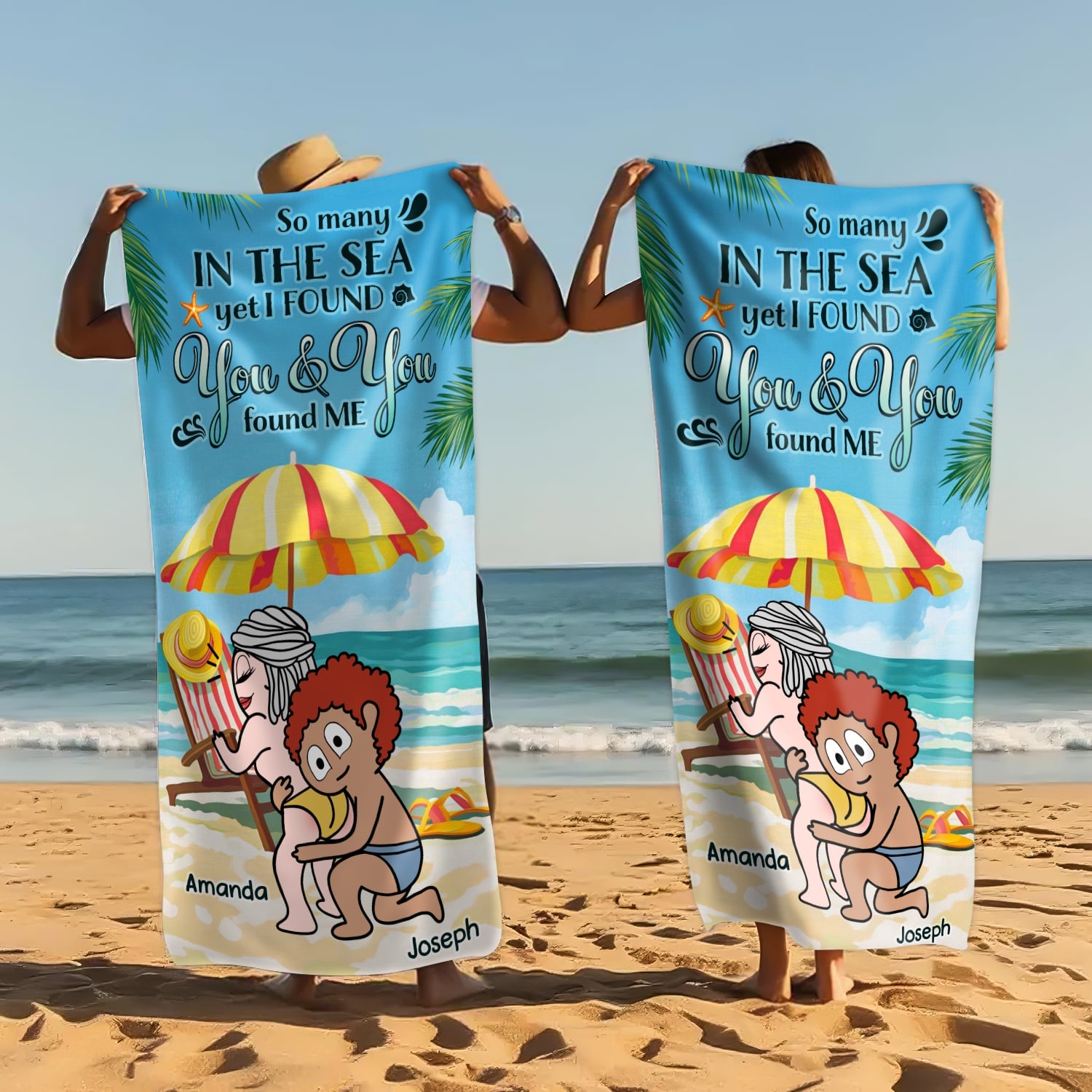 So Many In The Sea - Personalized Cute and Funny Summer Beach Towel Gift for Couple