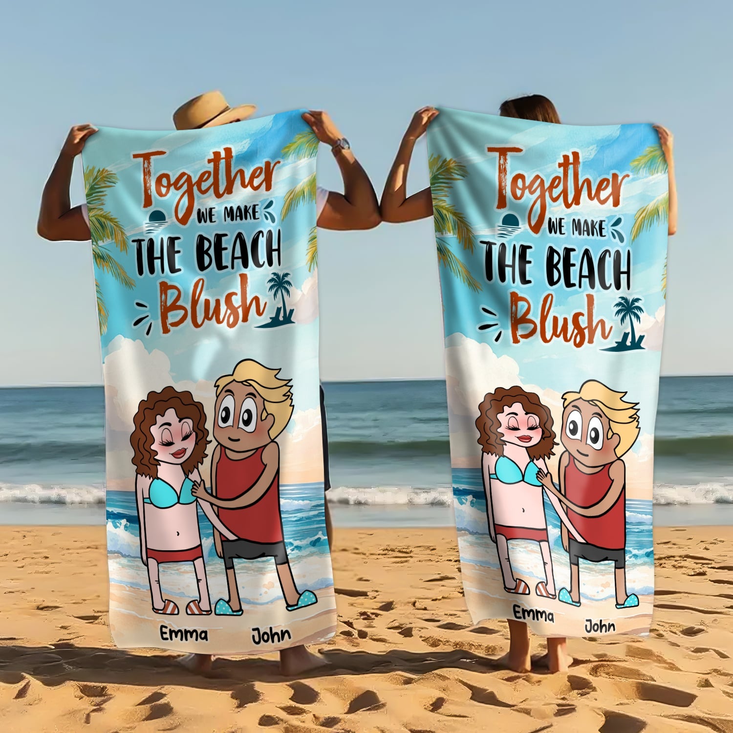 Together We Make The Beach Blush - Personalized Funny Sexy Gift for Couple Beach Towel