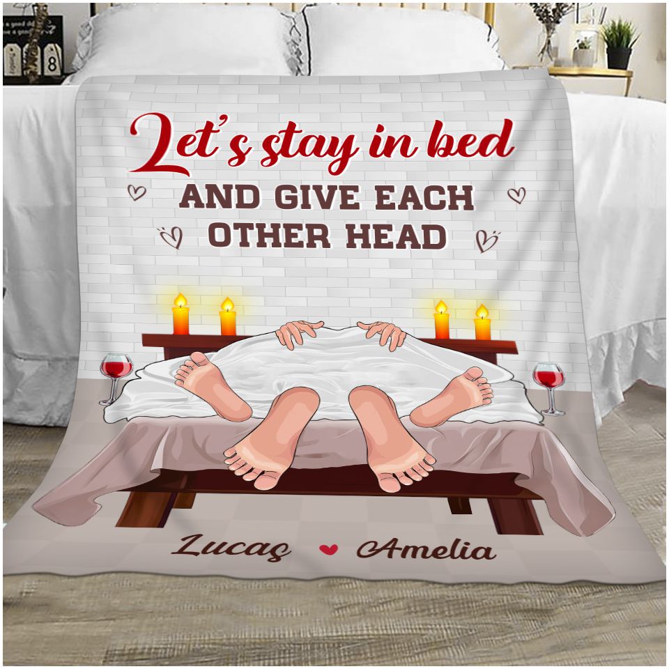Let's Stay in Bed - Personalized Unique Fleece Blanket Gifts For Couple