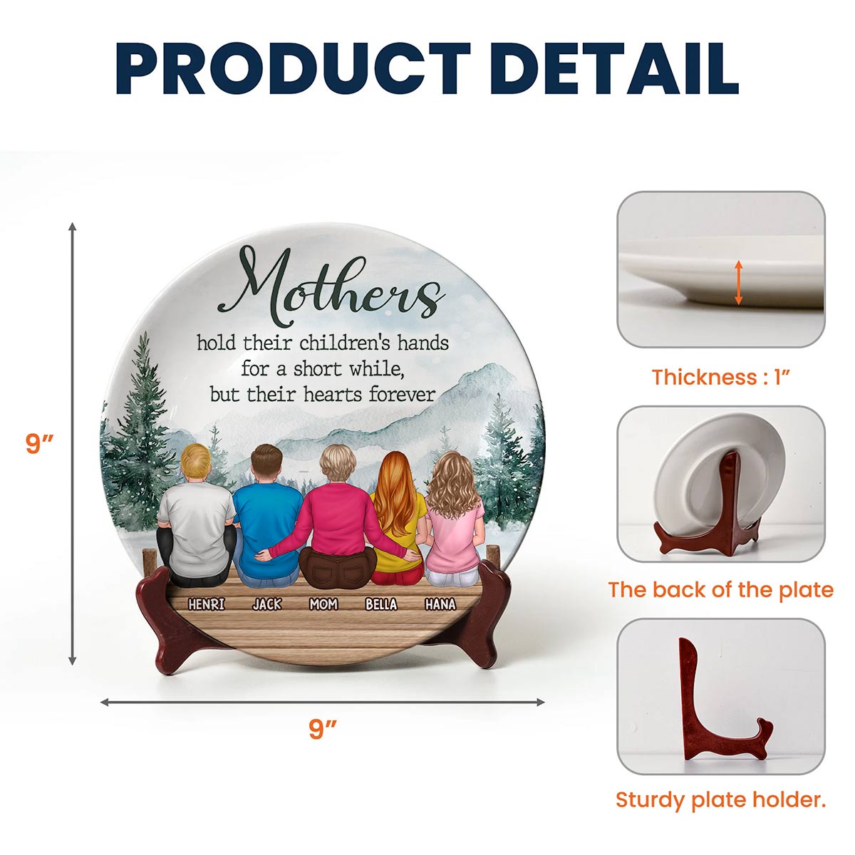 Best Mother's Day Gift Personalized Mother And Children Ceramic Plate