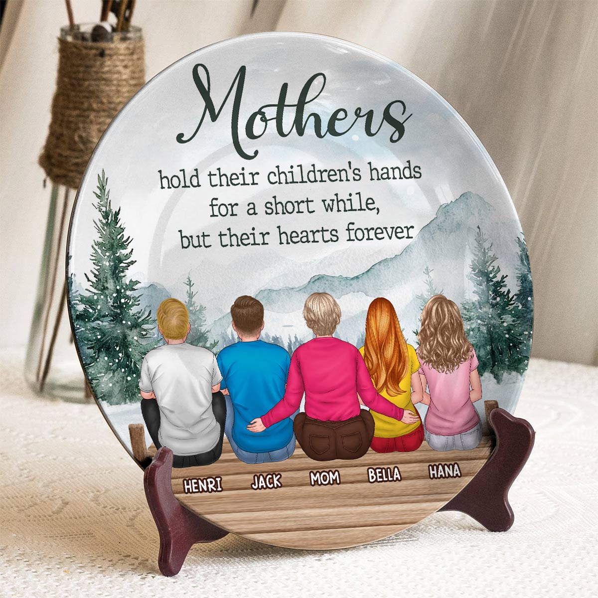 Best Mother's Day Gift Personalized Mother And Children Ceramic Plate